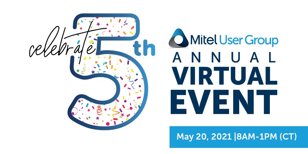 mitelusergroup's tweet photo. Save the date— our fifth annual Mitel User Group Virtual Event is coming up on May 20, 2021, and we want to see you there! Come learn, network, and engage with the Mitel User Group community.

Register now: https://t.co/GV3kbEQB8M https://t.co/UMyJaTcymH