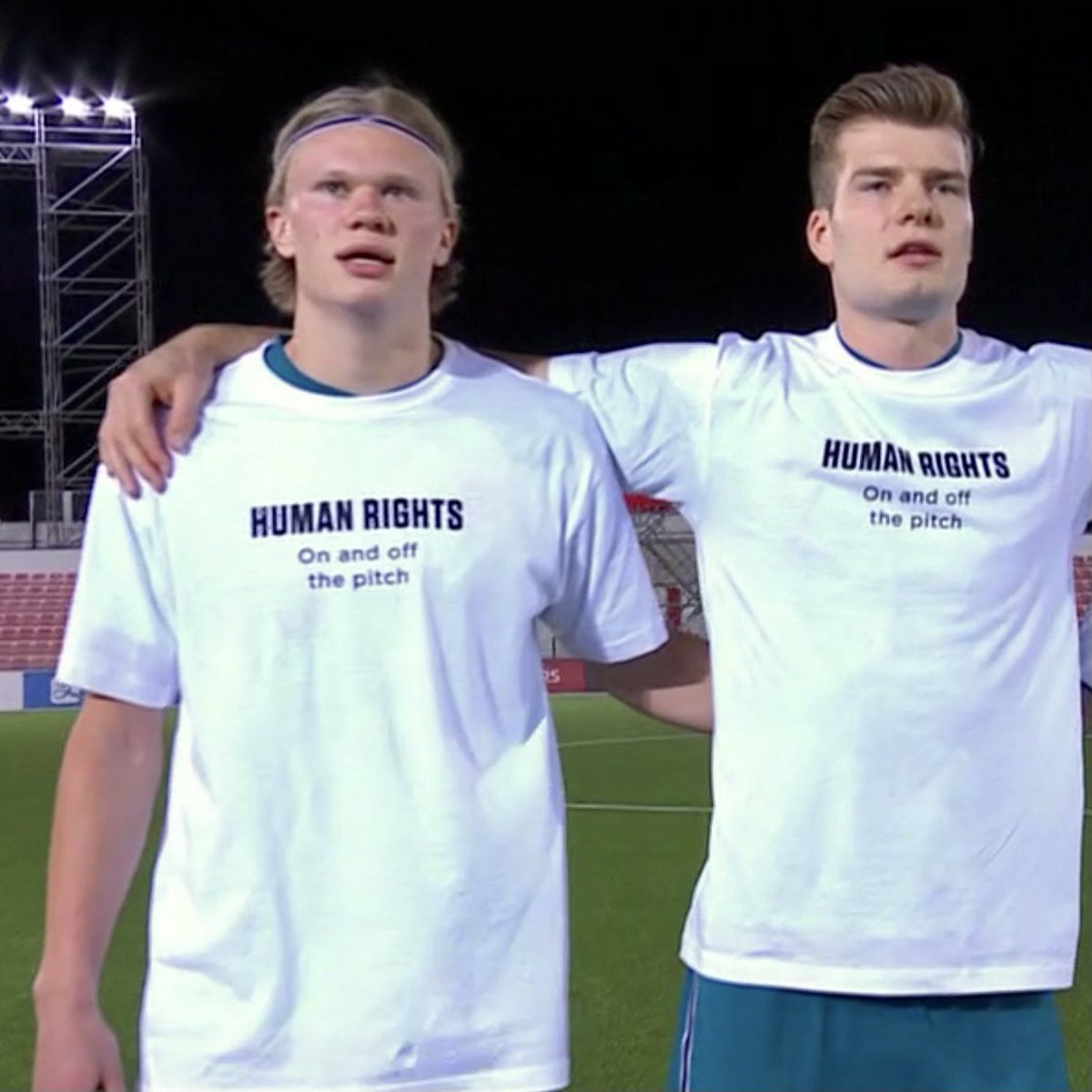 FootballJOE's tweet photo. ‘HUMAN RIGHTS 
On and off the pitch’

The Norwegian national team send a powerful message to the World Cup organisers in Qatar 🇳🇴👏 https://t.co/p39oDwrh4h