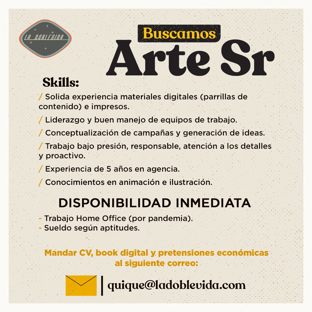 La_Doblevida's tweet photo. 📣¡Te estamos buscando!📣  

Si estas interesado no olvides enviar tu CV al correo que se encuentra en las imágenes. 👇🤓 https://t.co/ajOjVLwcwr
