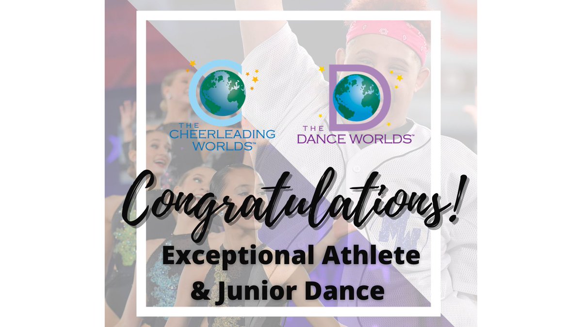 USASFdance's tweet photo. Congratulations to the Top 6 Junior Dance and Top 5 Exceptional Athlete Teams for earning an At-Large Bid to The Cheerleading and Dance World Championship! 

Visit https://t.co/Uk3YXg1v9S and https://t.co/cwBZRyN4oF to learn more and see who else is headed to Worlds! https://t.co/yim0UcTDTd