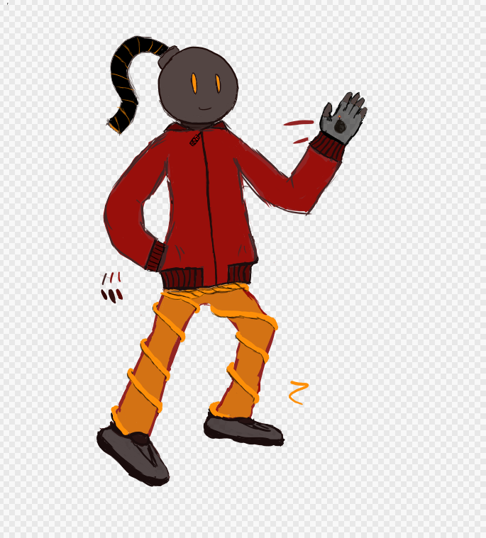 CocomancyGames's tweet photo. It feels like i'm putting my bad art on the fridge. gonna ignore that feeling and try be proud. it's a inital thought sorta Had all the pieces in my head.(Bomber jacker,Fuses for leg and hair. bomb head and the gloves) but It's been way too hard to get it down. I'd love opinions https://t.co/u6sIhGTlep