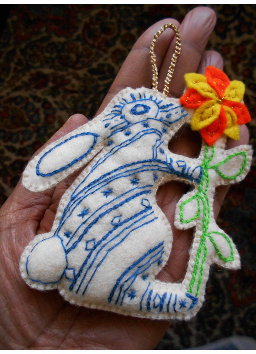 PrettyHops_Jump's tweet photo. This cute bunny smelling a flower was inspired by a drawing I did. He comes in other colours and can have a name added https://t.co/fHJ0bssO8K #handmadehour #gift https://t.co/EhFgrRGlDg