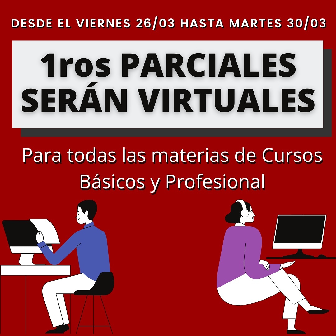 [EXÁMENES SERÁN VIRTUALES] 
Se ha aprobado en Sesión del CD el día de hoy, que los exámenes de Primer Parcial desde el Viernes 26 hasta el Martes 30, sean todas en la modalidad virtual.