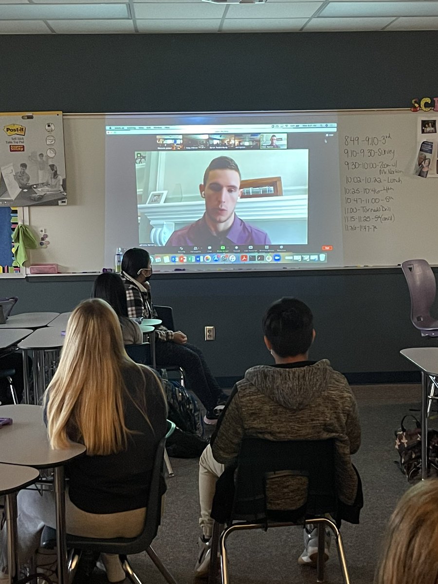 MJordanSMS's tweet photo. “Your future will take care of itself when you take care of today” -Chris Norton Team Voyage 7th Grade students @JCSD_SMS had the opportunity to Zoom w/ @chrisanorton16 today after they viewed his inspirational film #7yardsfilm. If you haven’t watched this film, run...don’t walk! https://t.co/hSWBTHO9BL