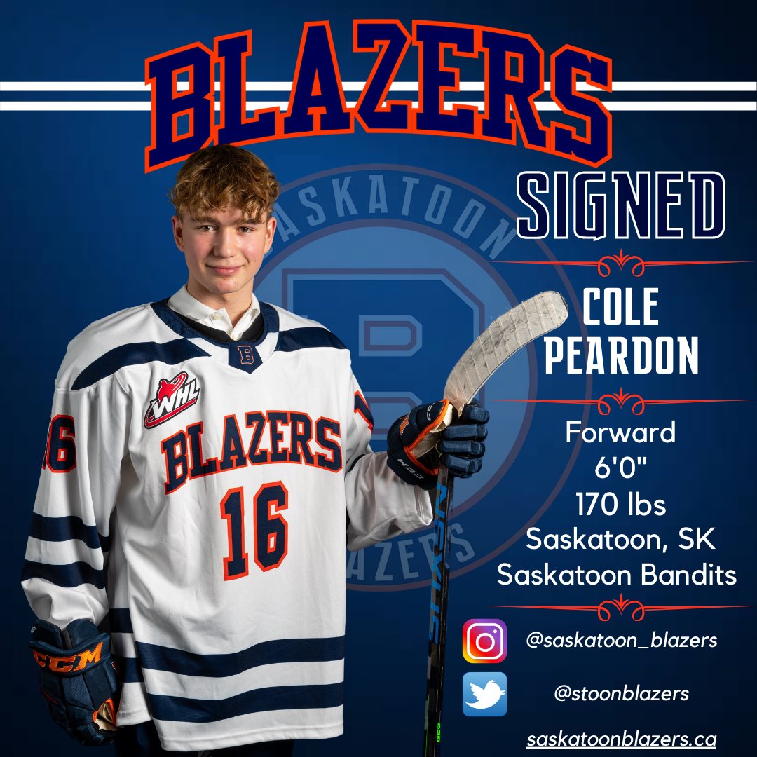 stoonblazers's tweet photo. The Blazers are excited to announce the signing of ‘06 (F) Cole Peardon. The 6’0”(F) is coming off a 10 pt (5G,5A), 4 game season w/ the Saskatoon Bandits. He had 59 pts (34G,25A) in 34GP over the past 2 years of U15AA. Welcome to the Blazers Cole!

📸 - @SaskPhotography

🔥🔥🔥 https://t.co/MymzI3nONZ