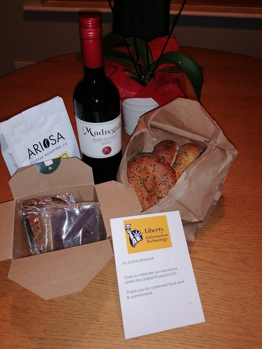 celine_sherlock's tweet photo. Looking forward to catching up virtually with the team tomorrow. We have so much to celebrate as a unit and as a company. Thank you to @PuddingRowSligo for supplying us with gorgeous goodies.
@Liberty_IT
#gptw2021
#gratitude https://t.co/Gt5ZD6HJOm