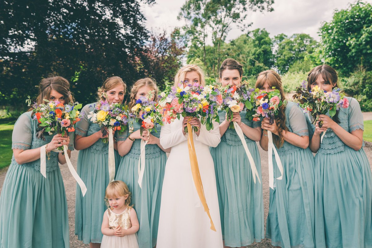 elmorecourt's tweet photo. Green &amp; blue hues for bridesmaids are a winner this year. What colour are you going for? Here’s some more trends we’re spying: https://t.co/hfDE3UDbG1 #weddinghour #WeddingWednesday https://t.co/MAj29k13ZG
