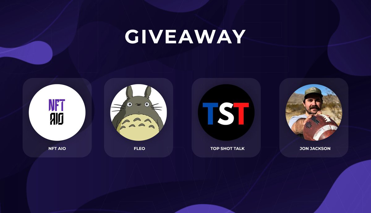 🎁 Giveaway! 🎁

Prizes:
• 1x NFT AIO Invite
• 1x $50 NBA Top Shot Moment

How to win:
Follow ALL accounts below 👥
Retweet &amp; Like this tweet! 🔁+💜
 
<a href="/NFTAIO/">NFT AIO 🌊</a> 
<a href="/FleoOfficial/">Leo (@Fleo)</a> 
<a href="/NBATopShotTalk/">NBA Top Shot Talk</a> 
<a href="/jonboybeats/">Jon Jackson</a>