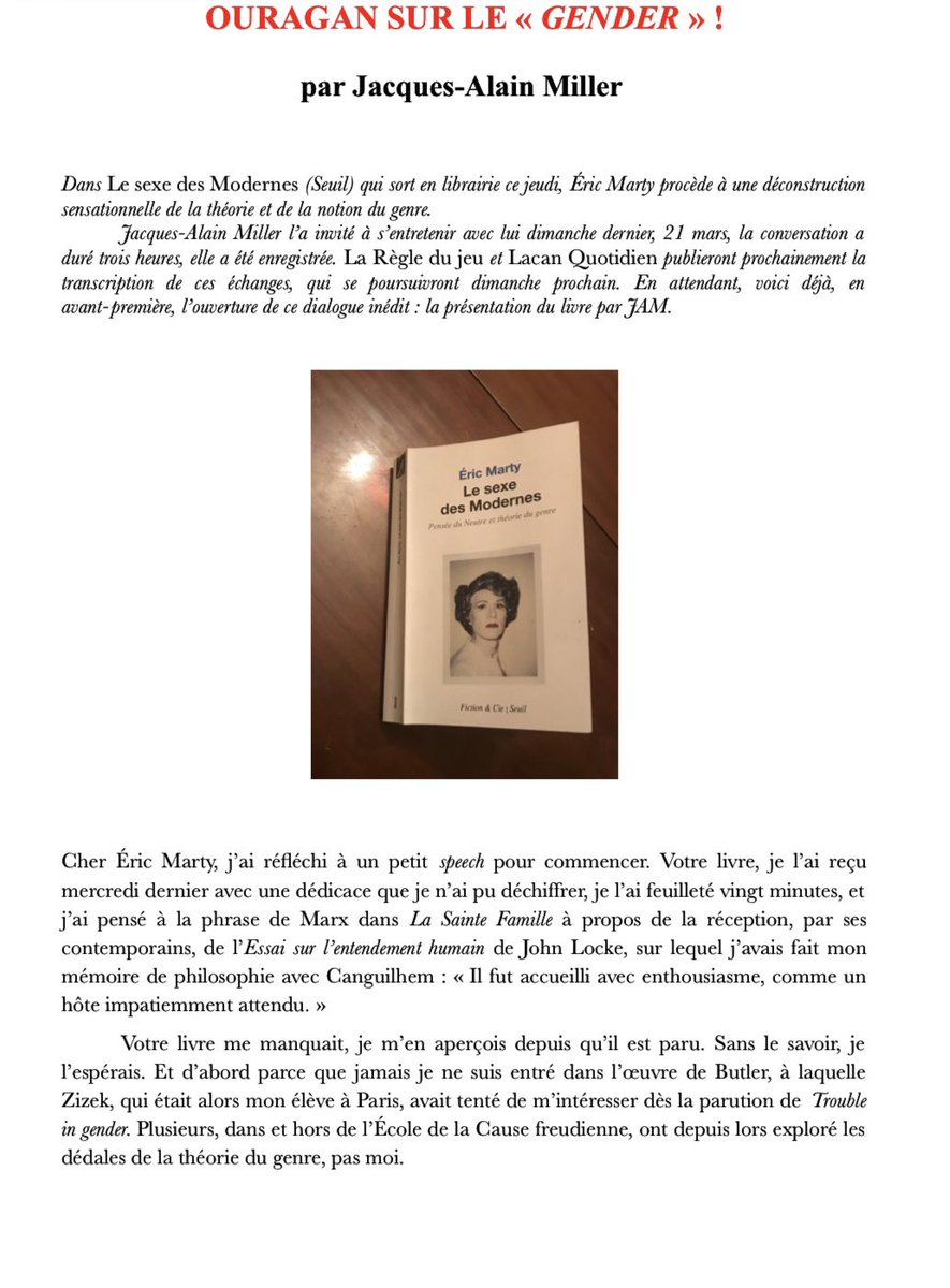 lacanquotidien.fr/blog/wp-conten…

Jacques Alain Miller <a href="/jamplus/">Jacques-Alain Miller</a> 

au sujet du livre de <a href="/ericmarty55/">Eric Marty</a> 

«Le Sexe des modernes»

 <a href="/parlettre/">chevuoi?</a> 
<a href="/annapagess/">Anna Pagès</a> <a href="/Coranalyste/">Cora</a> <a href="/GCenador/">Antonio G.Cenador</a> @omaira_meseguer <a href="/hilema1/">Hilema Suarez</a> @clevarela <a href="/NLS_AMP/">New Lacanian School</a> <a href="/PsiRodrigues/">Maria Cristina</a> <a href="/gighul/">Dominique R</a> <a href="/FreudMusLondon/">Freud Museum London</a> <a href="/victoirew/">victoire w</a> <a href="/kiritekanawa/">RP Vinciguerra</a>