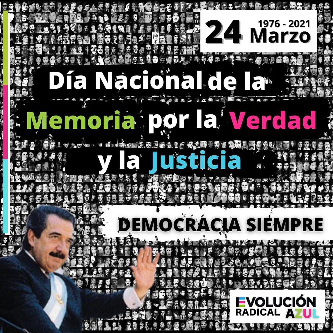 RadicalesAzul's tweet photo. El Estado de Derecho siempre fue y es nuestro camino. La libertad y la democracia, nuestra manera de transitarlo, defendiendo los DDHH ayer, hoy y siempre.
Crecer con memoria es mirar al futuro sin miedo. 
 
45 años #NuncaMás https://t.co/3juRh5gezc