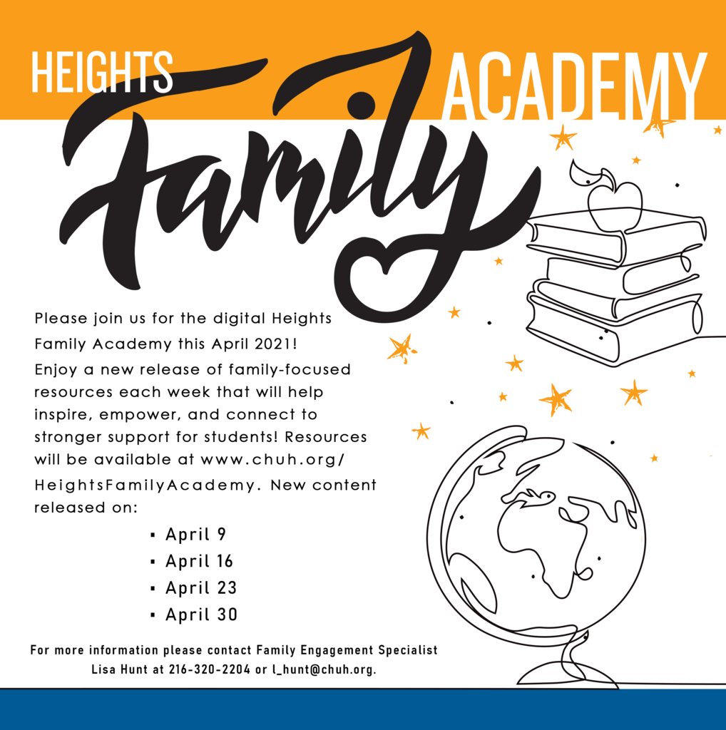 Mark your calendars for Heights Family Academy - The Digital Edition coming in the month of April 2021. New family-focused resources will be released online each Friday. >> bit.ly/3lMmjsx