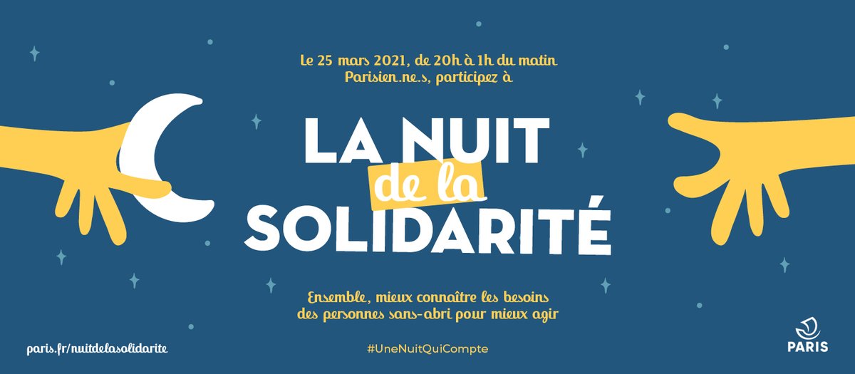 Paris's tweet photo. #UneNuitQuiCompte | J - 1 avant la #NuitDeLaSolidarité. Participez en ligne, posez vos questions, échangez, rencontrez, débattez pour mieux connaître les besoins des personnes qui vivent dans la rue et mieux y répondre.

Toutes les infos 👉 https://t.co/TQDhhnjNkY https://t.co/YJrBEvLfjP