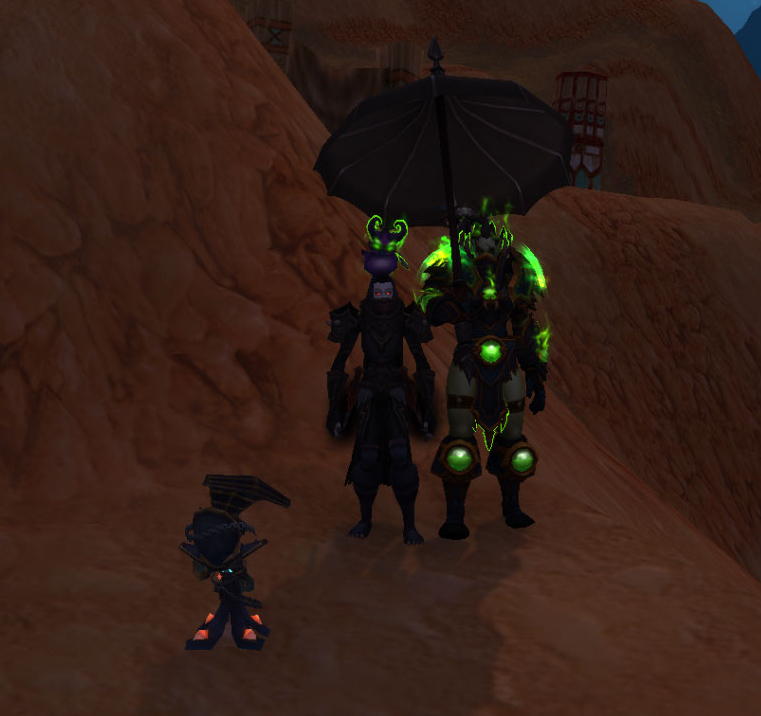 belf_bombshell's tweet photo. Hanging out with a friend in the Barrens. Fortunately, she brought a parasol. #warcraft #parasol #barrens #orc #forsaken #delicateflowers https://t.co/nKWqNyIXFD