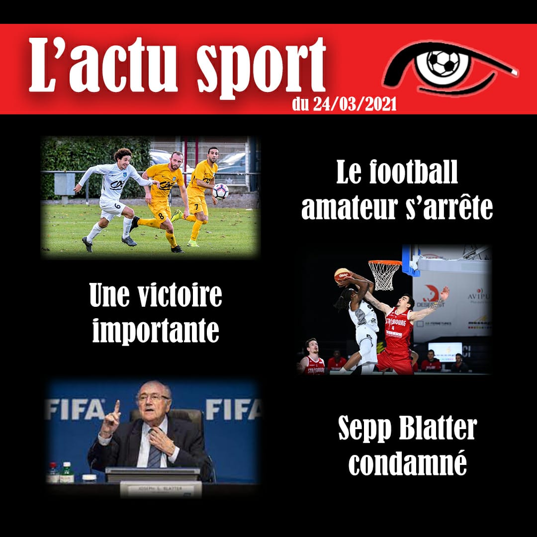 pep_ista's tweet photo. 🗞 Actus sportives du 24 mars 2021 ⬇️

⚽ Le football amateur à l'arrêt 
🏀 Strasbourg en patron 
⚽ Sepp Blatter en prison
#footamateur #football #Strasbourg #Blatter #FIFA https://t.co/OEqVXJx908