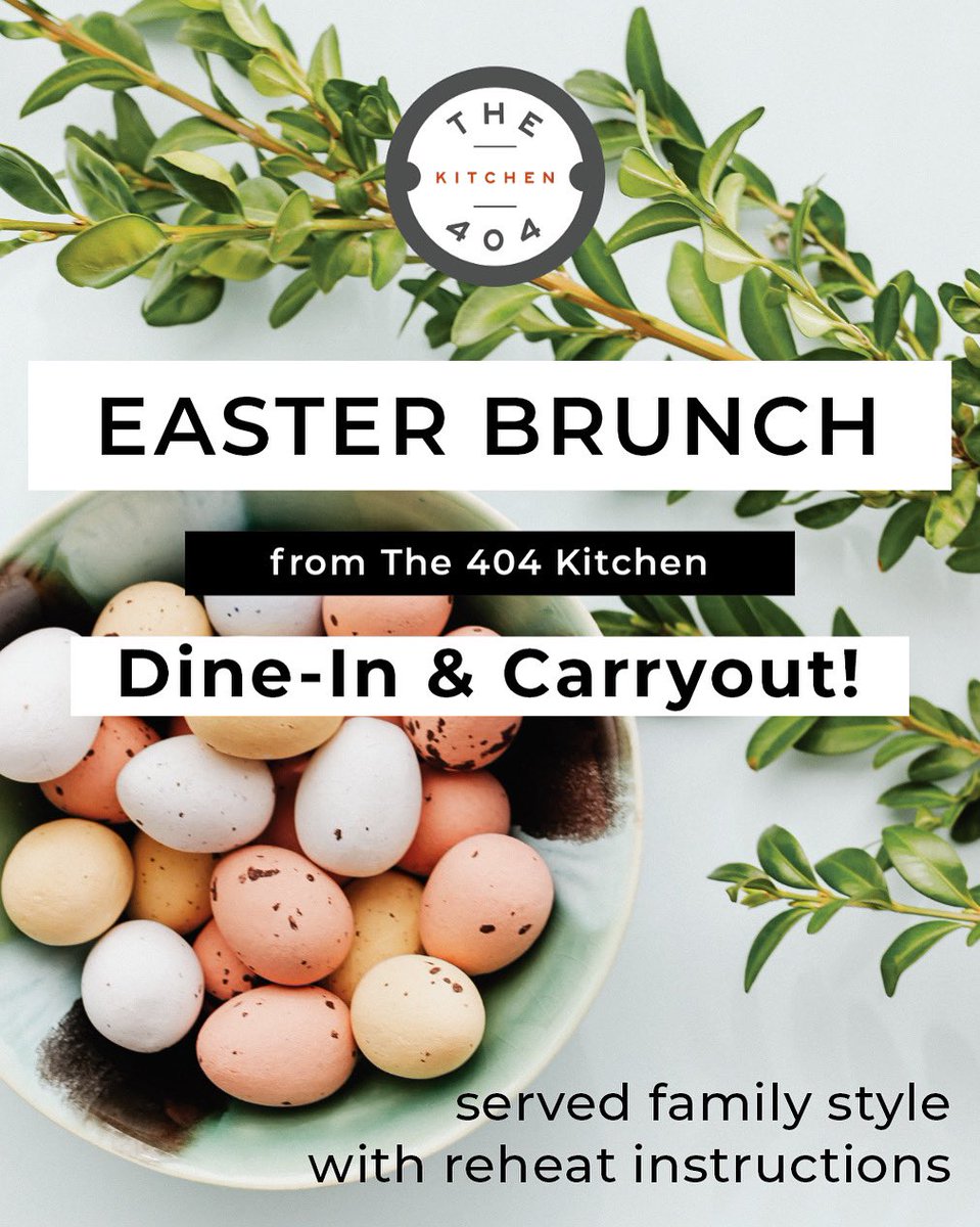 The 404 Kitchen will be opening for Easter Brunch on  Sunday, April 4th, from 11:30a - 3p! Book your table today to save your seat🐣