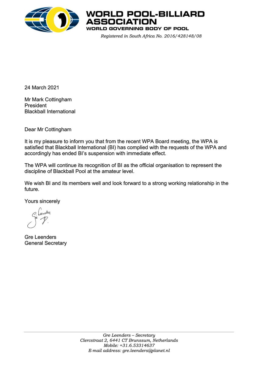 blackballpool's tweet photo. Blackball International's suspension by the World Pool Association ends.
#blackball #8ball #pool https://t.co/iv1Vb32QsS