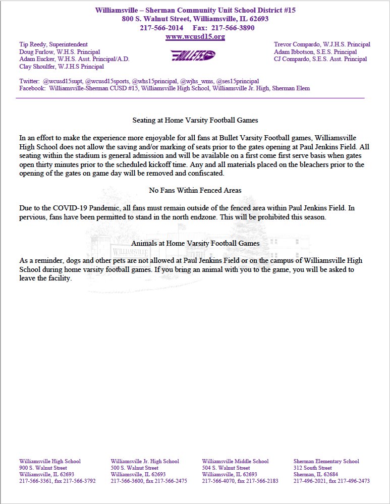 Williamsville BeeBee & Bullet Athletics/Activities (@wcusd15sports) on Twitter photo Please be sure to look over the outdoor fan guidelines as well as other reminders before you attend the 2021 Spring Football home opener this Friday at Paul Jenkins Field vs <a href="/nbpretzelpride/">Pretzel Athletics</a> Please be sure to look over the outdoor fan guidelines as well as other reminders before you attend the 2021 Spring Football home opener this Friday at Paul Jenkins Field vs <a href="/nbpretzelpride/">Pretzel Athletics</a>