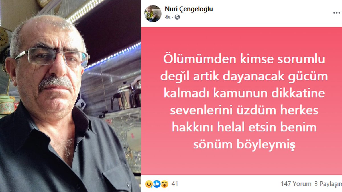 darkwebhaber's tweet photo. Kahvecilik yapan Nuri Çengeloğlu, ekonomik sıkıntıları nedeniyle intihar etti. https://t.co/nhRgQFMmR2