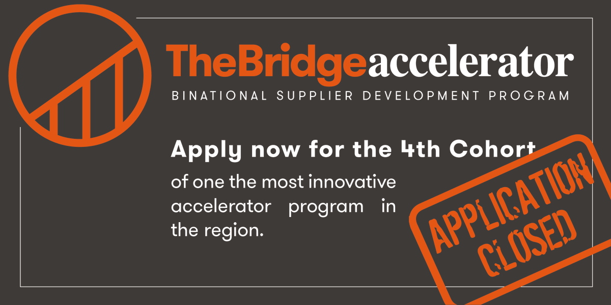 TechHUBjuarez's tweet photo. Applications are now closed for the 2021 Spring Program and #4thCohort of #TheBridgeAccelerator 🎉.
Did you apply already? Keep on the lookout, someone will contact you soon📬
Didn't get to apply😱? Follow us and we'll let you know when the applications open again this Fall🍁! https://t.co/lXSi49VqaM