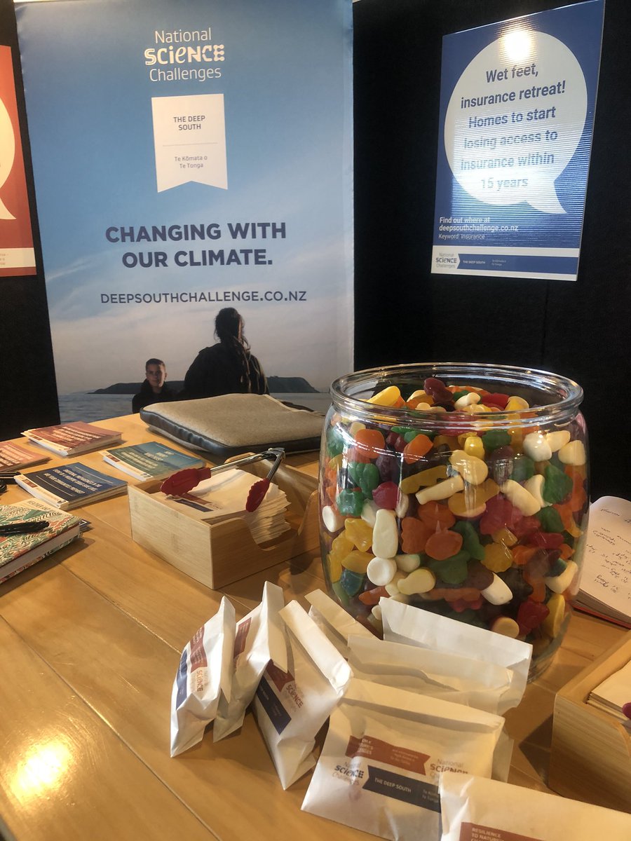Three of your friendly National Science Challenges in the house  @NZPIConference . Come say hi, grab some lollies and learn about our research into #climate #adaptation #resilience #buildingbetter @DeepSouth_NZ @ResilienceNSC @buildbetternz   #NZPIC2021 #planning
