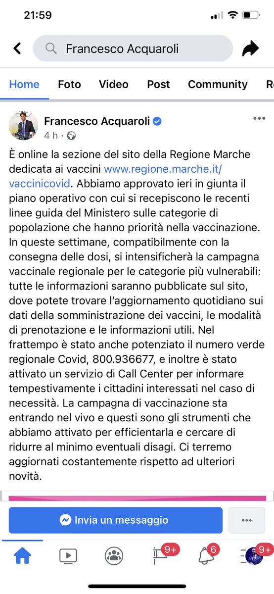 MaurizioSocci's tweet photo. #Vaccino #Marche #Occhio #nofakenews
Maurizio Socci
Dal 29 Marzo via alle prenotazioni x le persone “estremamente vulnerabili”. L’annuncio del Pres. Acquaroli. 
Diabete, trapianti, malattie oncologiciche, disabilità: ecco di chi si tratta. https://t.co/IY6SWBUCIz