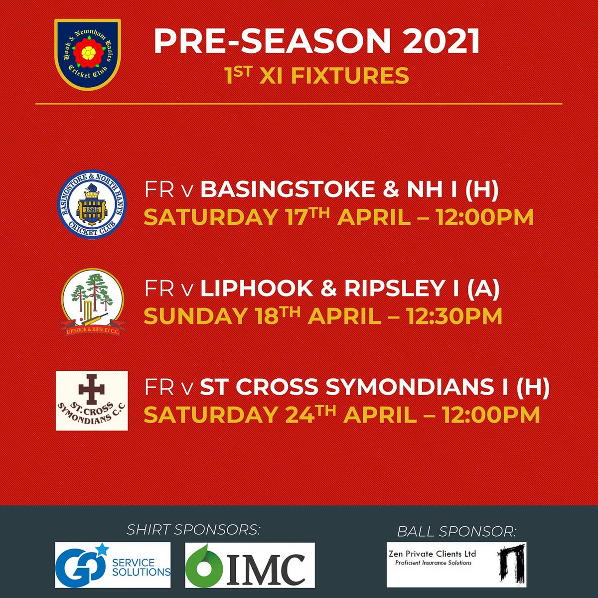 HNBCC1's tweet photo. **PRE-SEASON 2021**
Not long now until our pre-season schedule gets underway.
The 1s take on @BasingstokeCC, @LipandRipCC and @StCrossCC in April.
The 2s face @cricket_fareham, @AltonCricket and @LongparishCC followed by the @TheCricketerNVC R1 game at @SparsholtCC
#HookArmy https://t.co/8k9YU8GTur