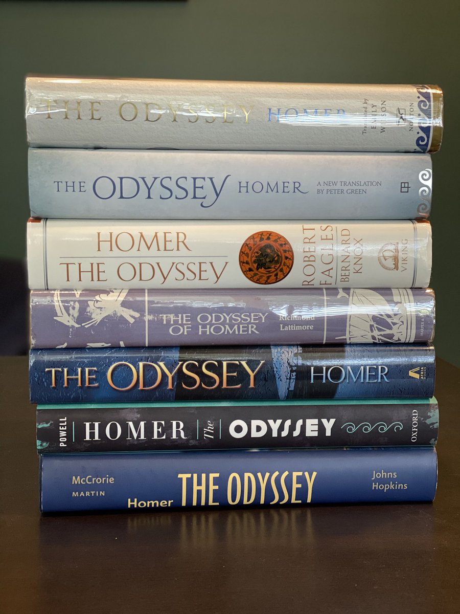 darwin8u's tweet photo. I’m getting rid of some of my duplicates, but not my Homer or Virgil. Bring on more translations. It might end up being better financially if I just learned Greek and Latin. #Fagles #Knox #Mitchell #Fitzgerald #Wilson #homer #Virgil #theclassics https://t.co/i6wMN4b1wj