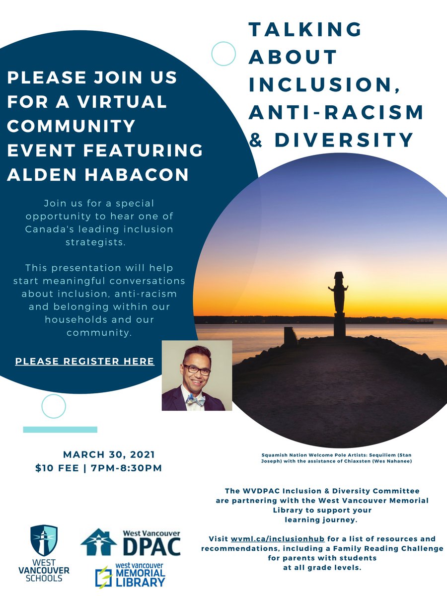 Wondering about how to speak to your kids about racism?  Interested in learning more about inclusion and diversity?  You won't want to miss this online event, hosted by WVDPAC.  Tickets: eventbrite.ca/x/talking-abou…