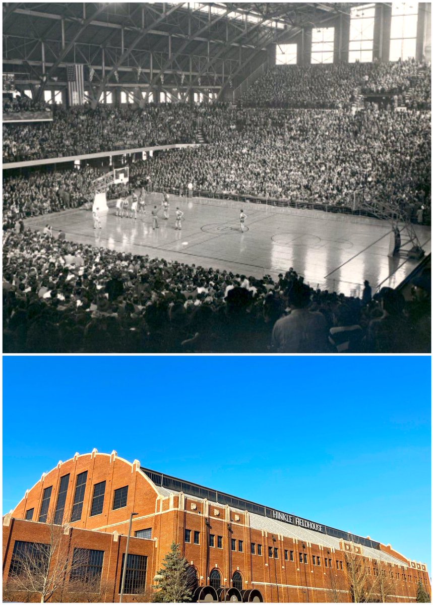 ButlerWarSong's tweet photo. Before the #RoadEndsHere, for IN high school 🏀 players, it ended on 49th Street at Hinkle Fieldhouse.   Champions crowned here for 41 years🏆👑  #BasketballCathedral #HinkleFieldhouse https://t.co/HmdwgEl6fd