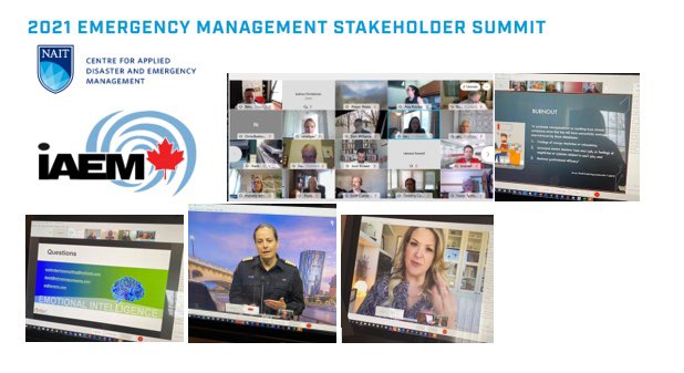 PaulaLynnG's tweet photo. The 2021 Emergency  Management Stakeholder Summit, co-hosted by NAIT and IAEM Canada, was a resounding success! Congratulations to all organizers for an outstanding job!
Informative, interactive and just all around fantastic! 
@IAEMCdnCouncil @CADEM_NAIT
 #emergencymanagement https://t.co/ZHOxxQlqZv