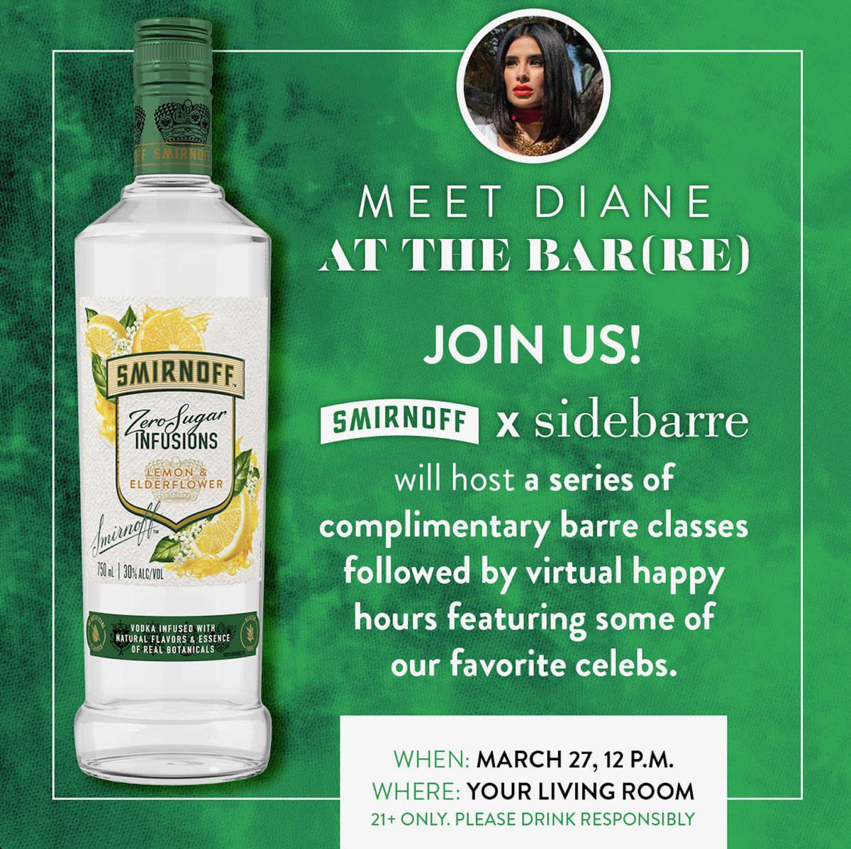 #Ad Join @Smirnoff and I this Saturday for a virtual barre class, happy hour and Q+A as we support Black women entrepreneurs and celebrate #WomensHistoryMonth Link below 21+ event <3 sidebarredc.com/meetusatthebar…