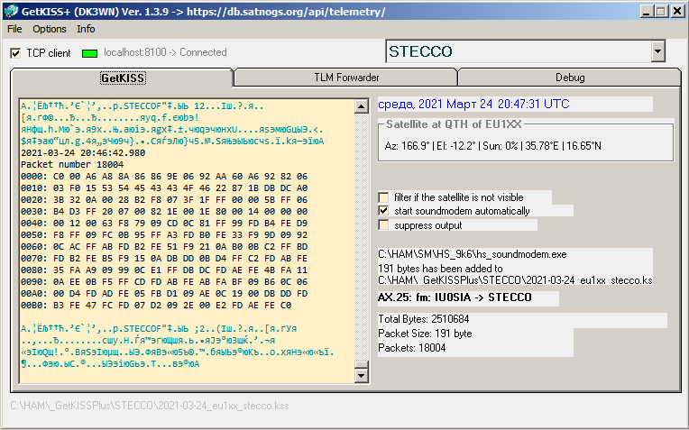 EU1SAT's tweet photo. STECCO RAW Telemetry

41 frames uploaded to SatNOGS DB
https://t.co/dHll5nFqSw

@auo1971 @gaussteam @SatNOGS #STECCO #PocketQube https://t.co/NF7eYELkgT