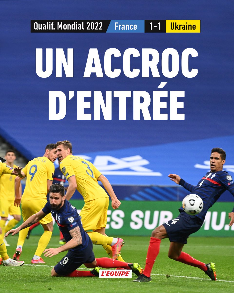 lequipe's tweet photo. Les Bleus butent sur l'Ukraine https://t.co/lmSEq2Ufvg #FRAUKR https://t.co/pkhkMYDlOF