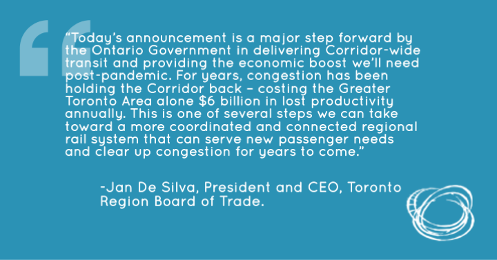 Connectcorridor's tweet photo. “Today’s investment by the Ontario Government in Corridor-wide transit is sure to provide the economic boost we’ll need post-pandemic” @TorontoRBot president @desilvajanet #onpoli #keepusmoving https://t.co/MjH0hfNFPn