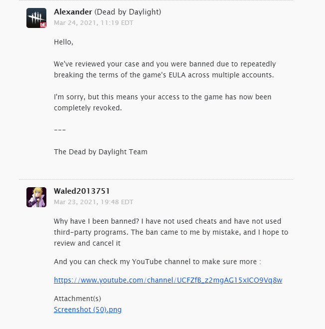 WaleedKnight_'s tweet photo. A Message to DBD team

@DeadByBHVR 
@mat
@Behaviour 
@MCote_BHVR
@DeviusQC
@not__queen
#DBD_FalselyBanned https://t.co/nSkW3U23XE