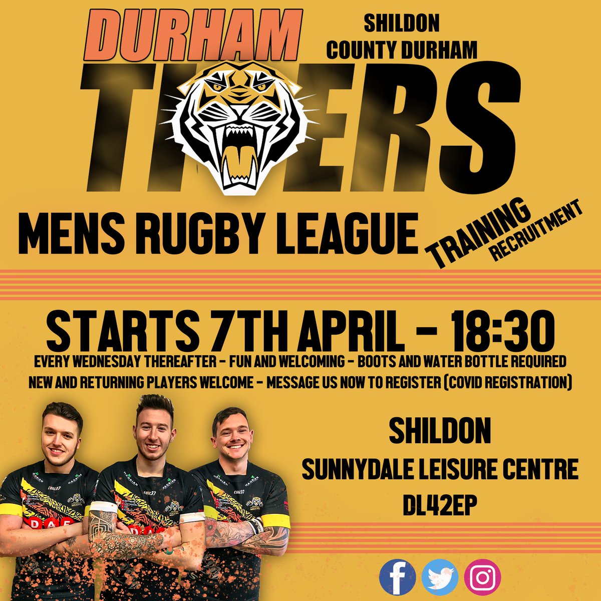 MENS RUGBY LEAGUE TRAINING. WEDNESDAY 7TH APRIL - 6:30PM

Message us now here to get Covid Registered with the club and the league

Mens #RugbyLeague is returning.  
New and old players are welcome

#countydurham #Shildon #northeast #rugby #lockdown #summerishere #communitysport