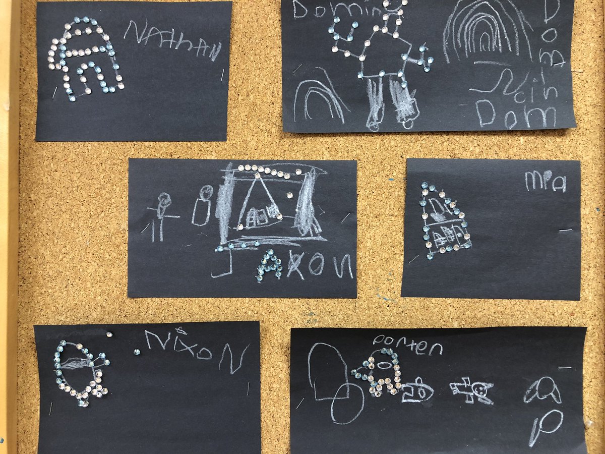 STCKindergarten's tweet photo. Today we learned about constellations and made our own! We also discovered that stars are different sizes, colours and temperatures! https://t.co/bkjEg0Acrg