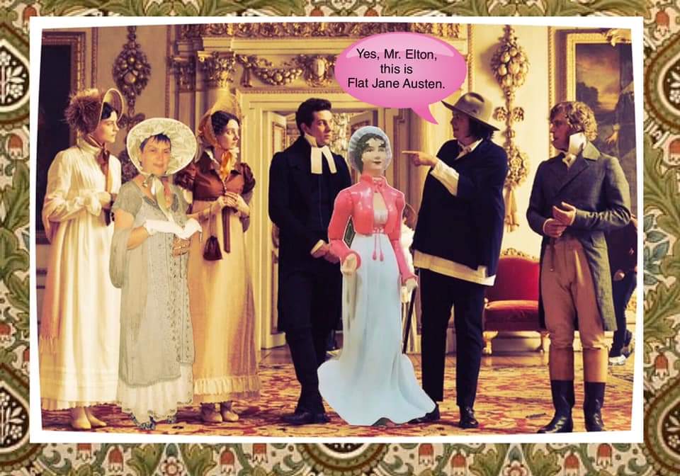 JASNA_EWANID's tweet photo. Our #FlatJaneAusten Project has been going since Aug. 2020. In that time, @FlatJaneAusten (FJA) has visited 40 places in 20 U.S. States, 3 Canadian provinces, Germany, &amp; England. She returned to @JaneAustenHouse over the holidays &amp; is staying in  @ChawtonHouse! #JaneAusten https://t.co/8Tm6xQxnll