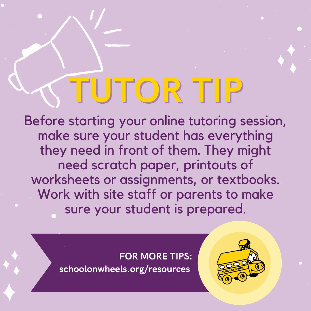 SchoolonWheels's tweet image. #tutortip #schoolonwheels #onlinetutoring #virtualclassroom