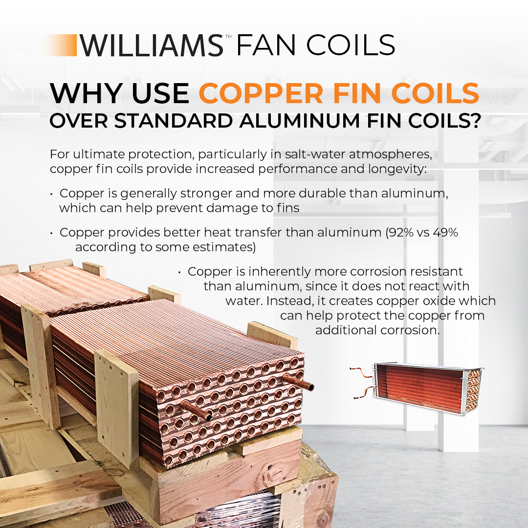Interested in Copper Fin Coils when customizing your Williams Fan Coil? Read below for more information.
#HVAC #fancoil