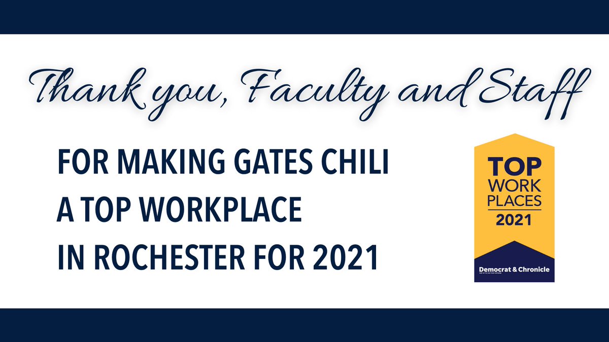 GatesChiliInfo's tweet photo. We are proud to announce we've been named a 2021 #ROC #TopWorkplace. Thanks to our incredible faculty, staff and administrators, @DandC @topworkplaces and @teamenergage who helped make this happen! Read more about our award here: https://t.co/xzT9GURsIP #GCPride #GCforEquity https://t.co/ZLowZw44Kn