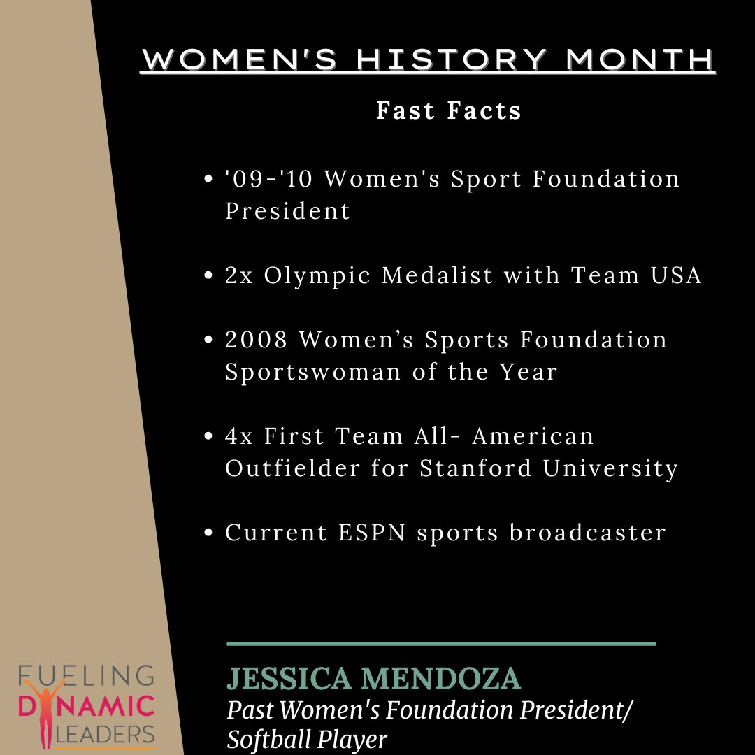 FDLProgram's tweet photo. Check out our dynamic leader of the week, @jessmendoza, a former @WomensSportsFdn president! #FDLprograms #FuelingDynamicLeaders #USSSAPride #StanfordSoftball https://t.co/dV0EE9vELl