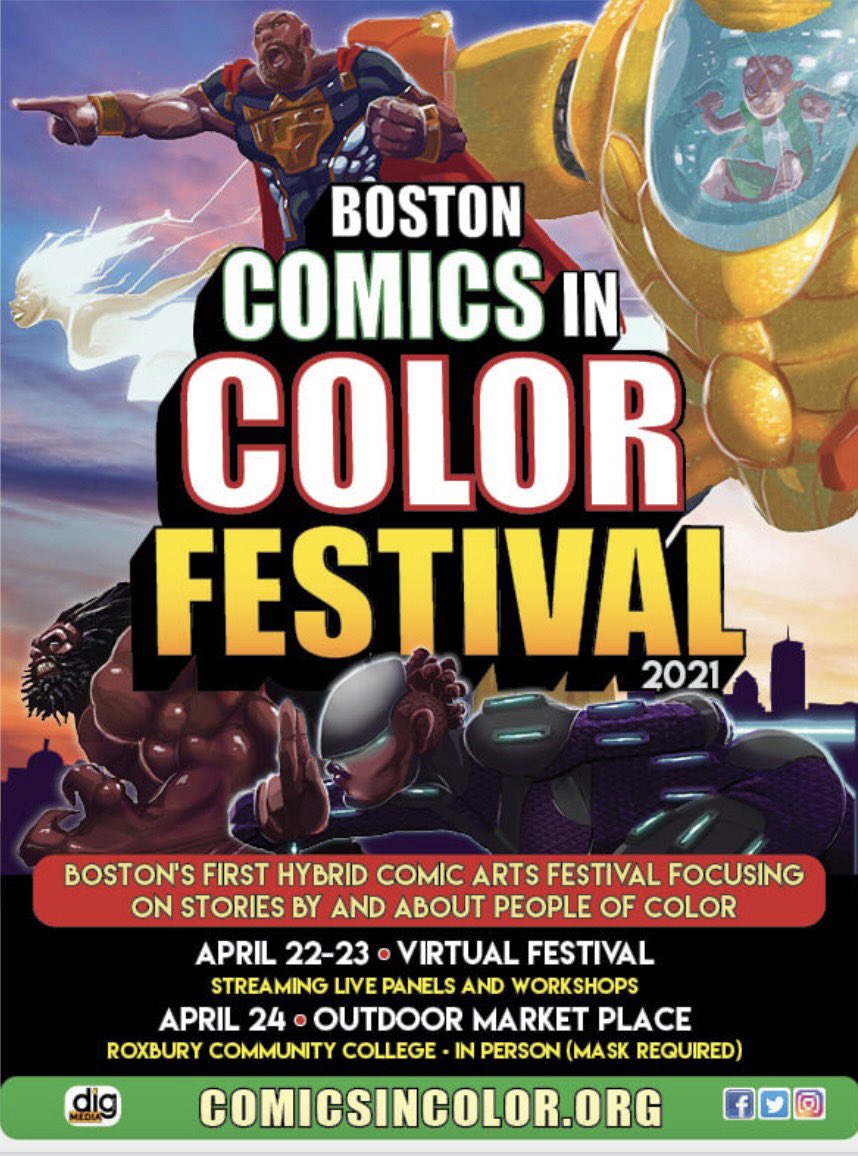 boston_compass's tweet photo. SAVE THE DATE:💥💥From April 22-24, you can check out 3rd annual Boston Comics in Color Festival! You can click the link in our bio and follow @comicsncolor to find out more information and register as a vendor⬆️⬆️
#BostonArtists #BostonComics #BIPOCArtists https://t.co/shra0vFDig