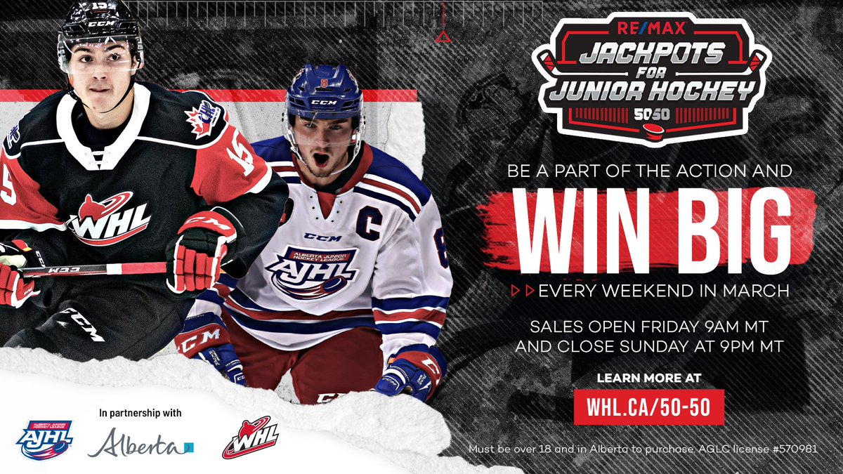 tigershockey's tweet photo. This is the final weekend to be a part of the @remaxwesterncan #Jackpots4JrHockey 50/50!

Tickets will go on sale Friday morning and the winning number will be drawn on Sunday at 9pm!

Help support Junior Hockey in Alberta and WIN BIG!

#medicinehat #alberta https://t.co/9m1wAFg2br