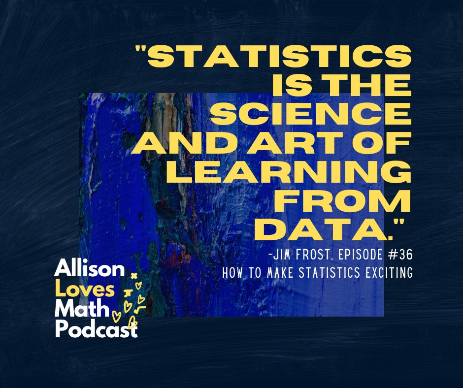 AllisonLuvsMath's tweet image. Don&apos;t miss this awesome interview with wildly popular blogger Jim Frost! @statisticsbyjim
#AllisonLovesMath #mathpodcast #Statistics #STEM #stats
buff.ly/3saOGmw
