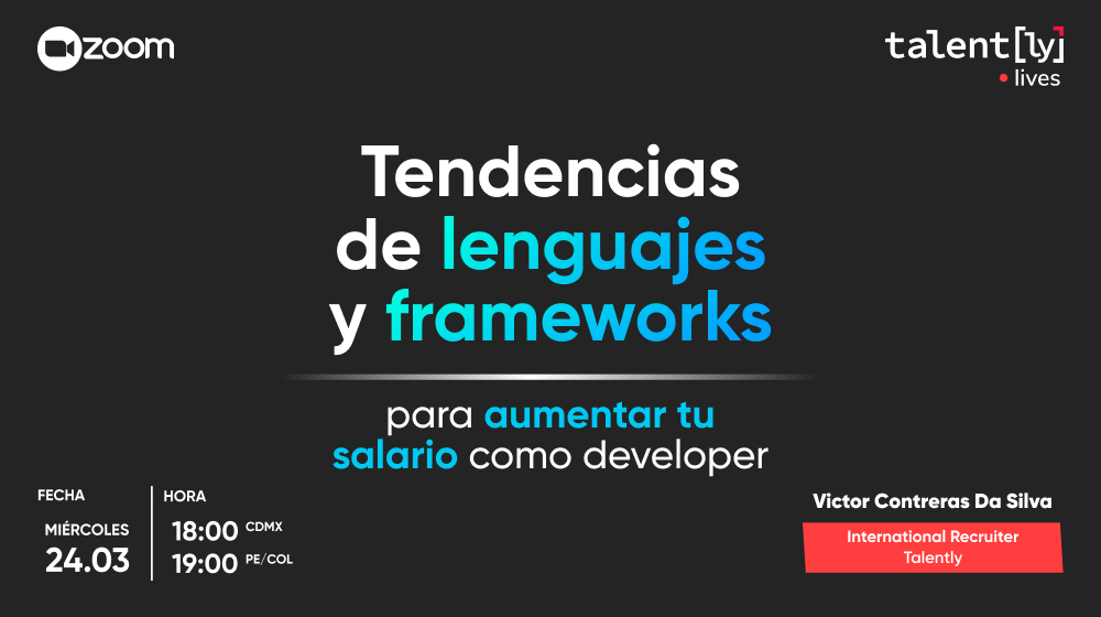 TalentlyTech's tweet photo. Conoce los lenguajes de programación que podrán aumentar tu salario 🚀
Victor, International Recruiter at #Talently nos contará qué tecnologías toman en cuenta las empresas a la hora de proponer un salario competitivo al próximo programador.
👉https://t.co/vWAVvdFf1S https://t.co/TOf8qkjqJ5