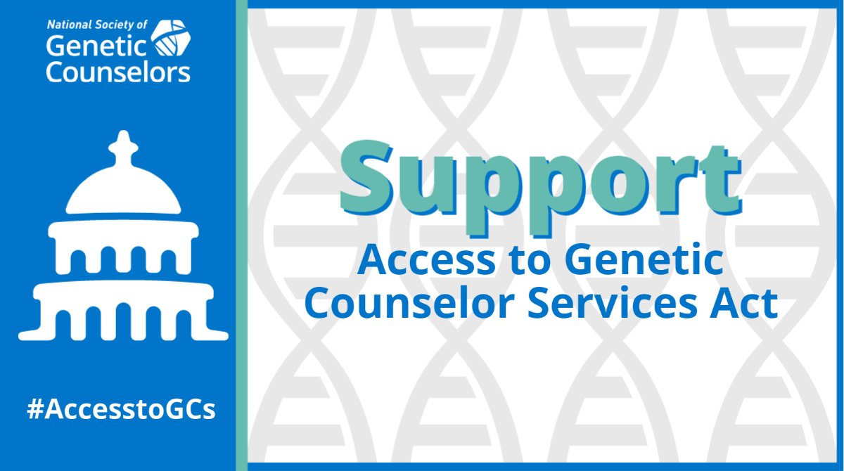 We're excited to announce the #AccesstoGCs Act, which would authorize <a href="/CMSGov/">CMSGov</a> to recognize CGCs as healthcare providers, has been reintroduced to US House of Reps as #HR2144! Help us improve #AccesstoGCs so patients can make informed decisions about their healthcare #GCChat