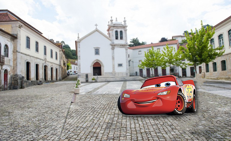 Faiscanatuga's tweet photo. No dia 17, Faísca McQueen visita a cidade de Pombal, distrito de Leiria. O monumento na foto é a Igreja Matriz de Pombal https://t.co/4ip8hZyfch