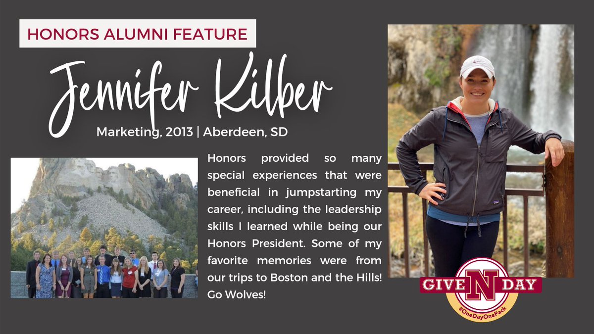 nstatehonors's tweet photo. Here's another GiveNDay alumni feature on Jennifer Kilber, a former Honors President!!

You still have 16 hours to make an impact on the Honors Program and donate! Let's get the most donors!!

https://t.co/MaTPnNSz1L

#OneDayOnePack https://t.co/tARLtIjVr2