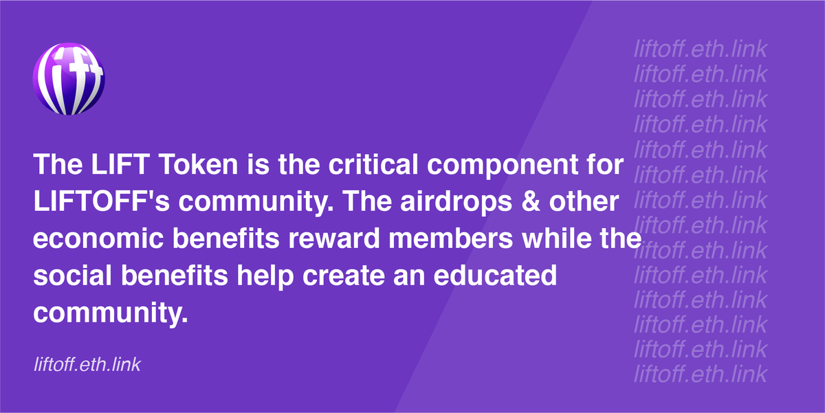 LiftoffEth's tweet photo. The LIFT platform token aims to spark community through rewards, memberships, and voice.

#LiftOff #LIFT #launchpad #rewards #crashinsurance #NFT #liquidity #penguinswap #Uniswap https://t.co/f3Ph8Oy3NA